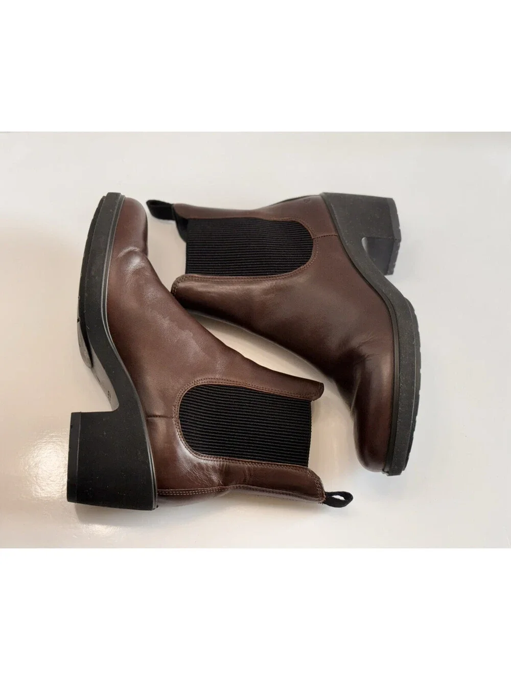 ECCO Metropole Zuric Chelsea Ankle Boots Women's Sz 9.5 Brown Leather Block Heel